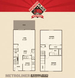 2 beds, 1.5 baths, 1,088 sqft, $1,867