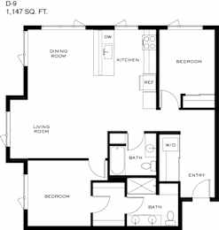 2 beds, 2 baths, 1,143 sqft, $2,590