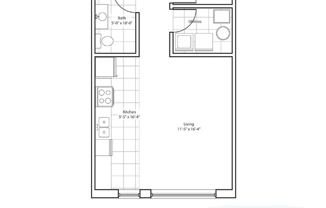 Studio, 1 bath, 510 sqft, $1,169