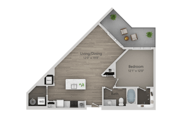 1 bed, 1 bath, 684 sqft, $1,289