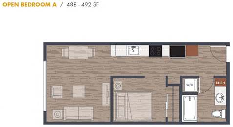 1 bed, 1 bath, 492 sqft, $1,775