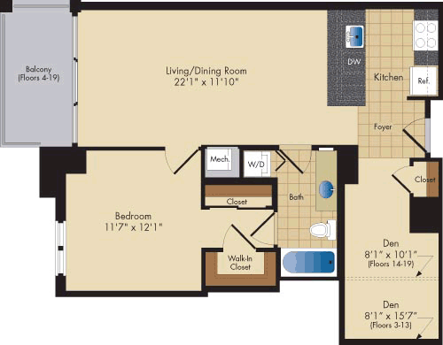 1 bed, 1 bath, 834 sqft, $2,739, Unit 307