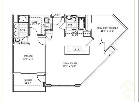 1 bed, 2 baths, 1,044 sqft, $1,899