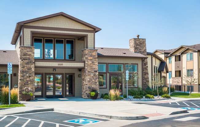 Clubhouse Exterior at Estate at Woodmen Ridge Apartments in Colorado Springs, CO
