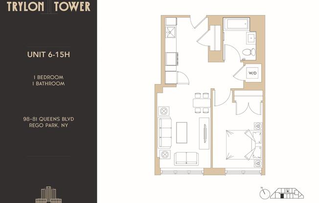 1 bed, 1 bath, $3,325, Unit 6H