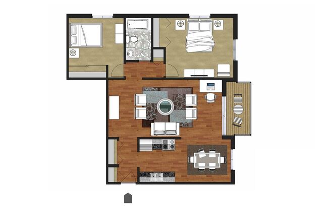 2 beds, 1 bath, 950 sqft, $1,379, Unit 1-202
