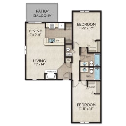 2 beds, 2 baths, 1,042 sqft, $1,785