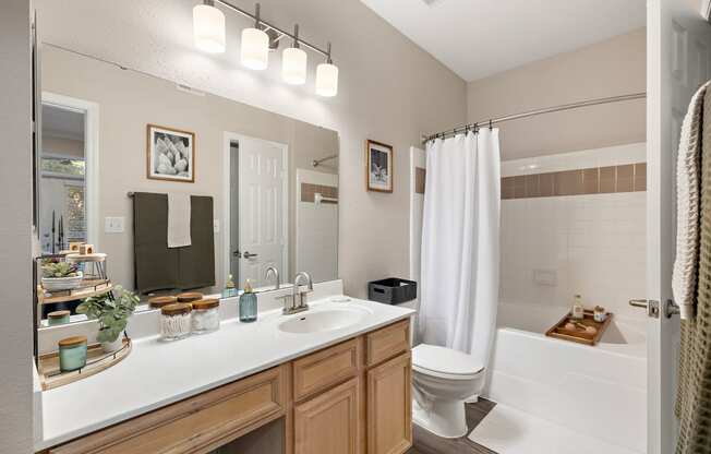 a bathroom with a sink and a toilet and a shower at The Verandah, Texas, 78726