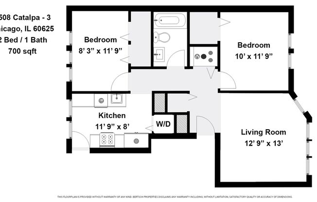 2 beds, 1 bath, 700 sqft, $1,750, Unit 2508-3