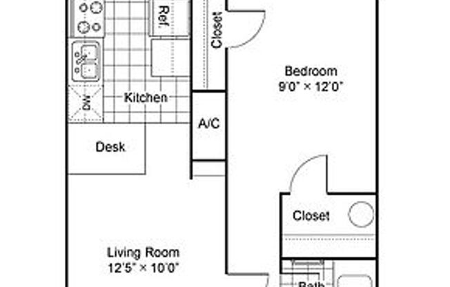 1 bed, 1 bath, 540 sqft, $1,199, Unit 105