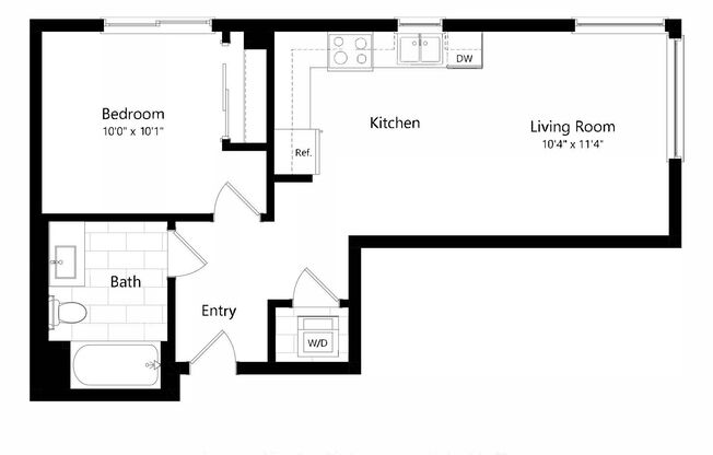 1 bed, 1 bath, 627 sqft, $3,095