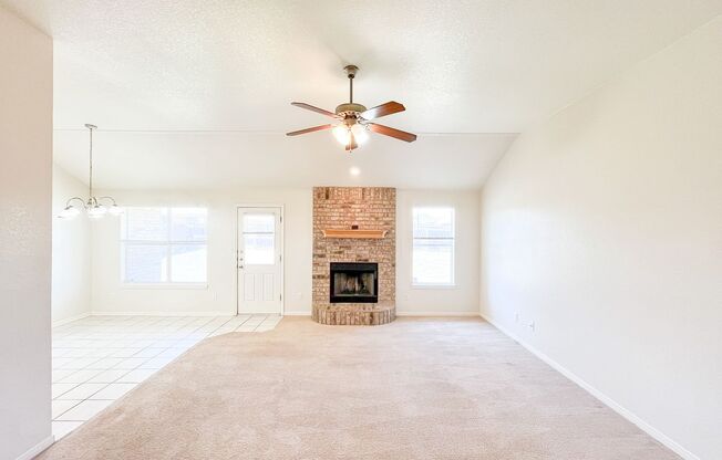 Available NOW!!!! This charming 1 story, 4 bedroom, 2 bath house could be your next home! Beautiful carpet flooring in the family room, hall, and bedrooms and tile flooring in the wet araes. Large master bedroom suite includes master bath, separate shower