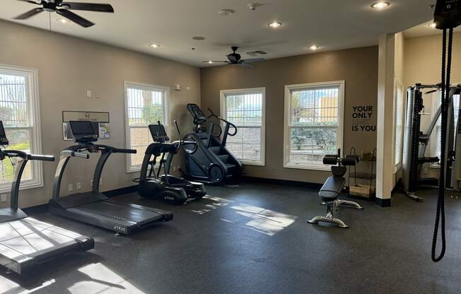 state of the art gym with cardio equipment at the preserve at greatstone