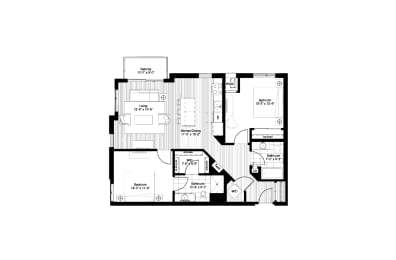 2 beds, 2 baths, 1,075 sqft, $2,380