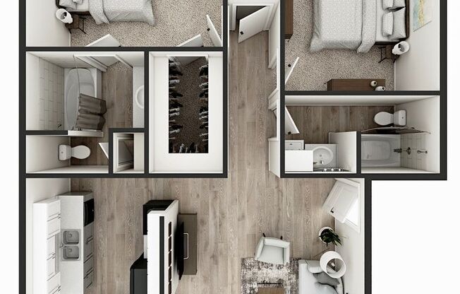 2 beds, 2 baths, 1,250 sqft, $949, Unit 6845-87