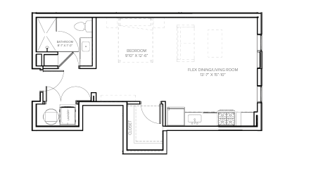 Studio, 1 bath, 494 sqft, $1,395