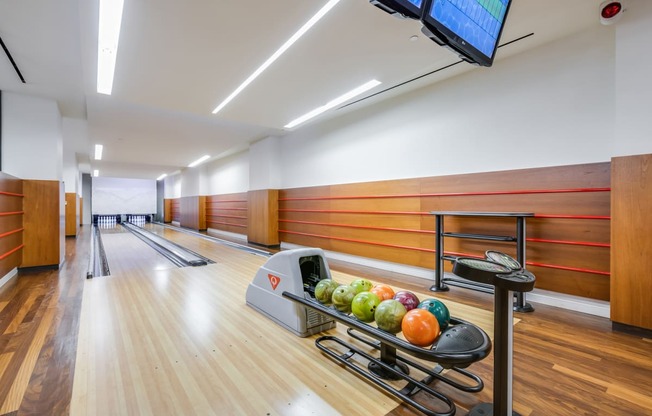 Indoor bowling alley at The Ashley Upper West Side Apartments