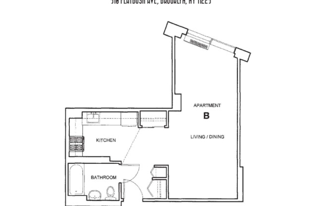 Studio, 1 bath, 520 sqft, $2,800, Unit 6B