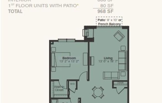 1 bed, 1 bath, 888 sqft, $1,734, Unit 426