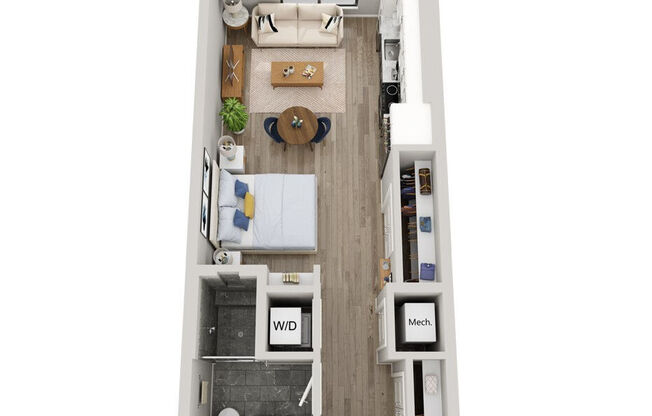 Studio, 1 bath, 524 sqft, $2,351