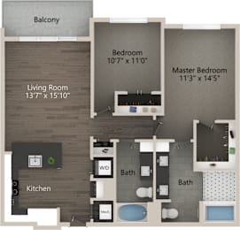 2 beds, 2 baths, 1,132 sqft, $2,834