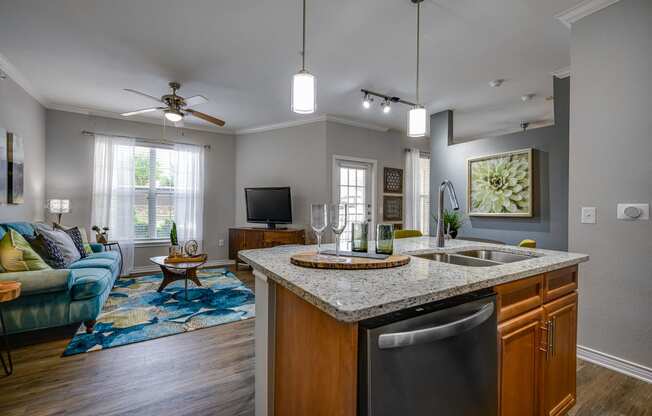 Kitchen And Living Area at Riachi at One21, Texas, 75025