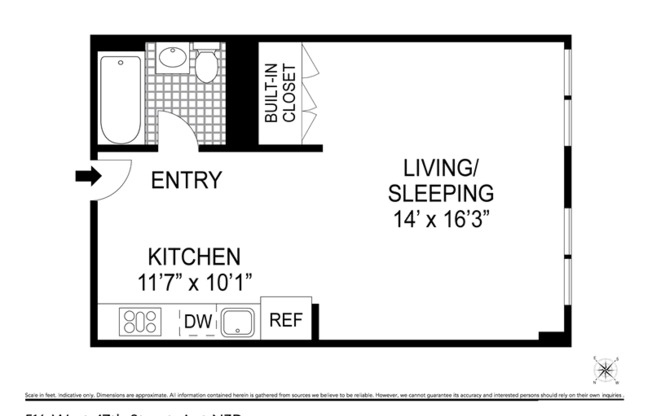 Studio, 1 bath, $3,100, Unit N3D