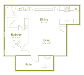 1 bed, 1 bath, 710 sqft, $1,077