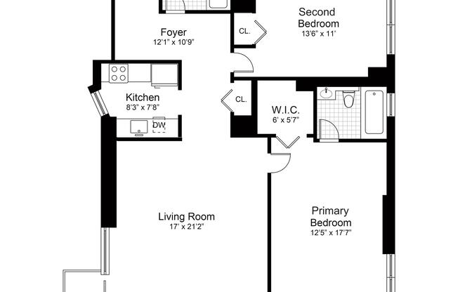 2 beds, 2 baths, 1,094 sqft, $6,000, Unit 2A