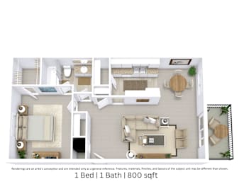 1 bed, 1 bath, 712 sqft, $950