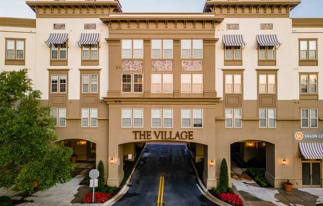 the village entrance to the condominiums