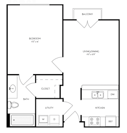1 bed, 1 bath, 561 sqft, $1,323