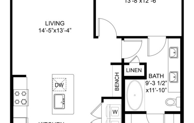 1 bed, 1 bath, 812 sqft, $1,595