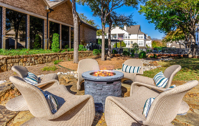 outdoor seating area with firepit