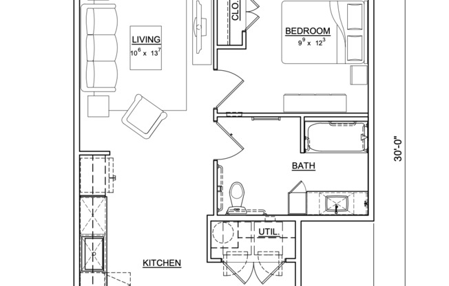 1 bed, 1 bath, 622 sqft, $1,595