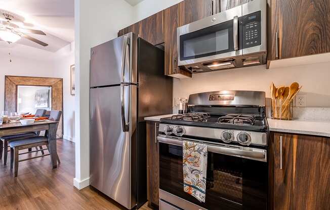 Kitchen showing appliances and dining table