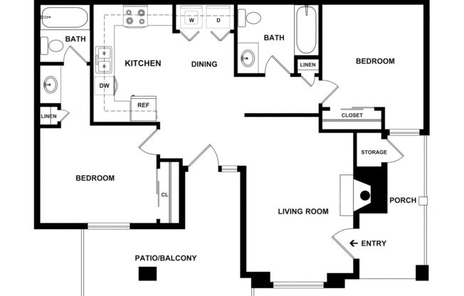 2 beds, 2 baths, 803 sqft, $1,899