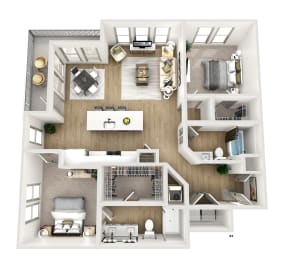 2 beds, 2 baths, 1,257 sqft, $2,077