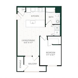 1 bed, 1 bath, 647 sqft, $1,575