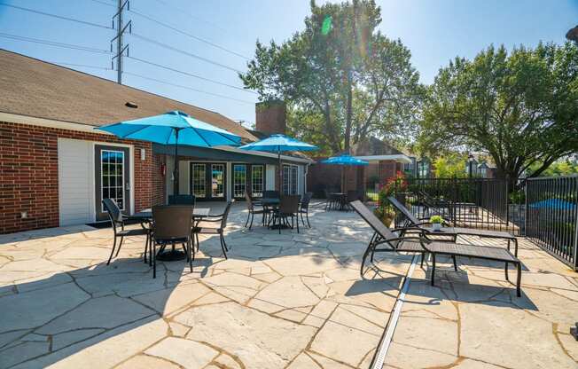 Sundeck With Tables & Umbrellas