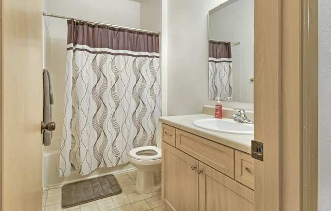 Spacious Guest Bathroom at The Madison Apartments in Olympia, Washington, WA