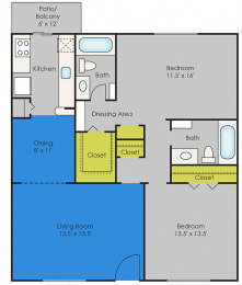 2 beds, 2 baths, 990 sqft, $1,365