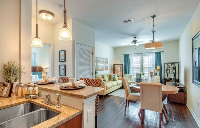 Furnished open concept floor plan