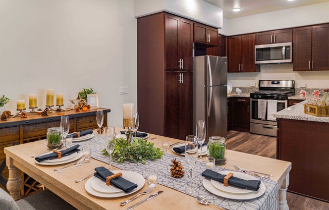 dining table and kitchen at Turtle Creek apartments