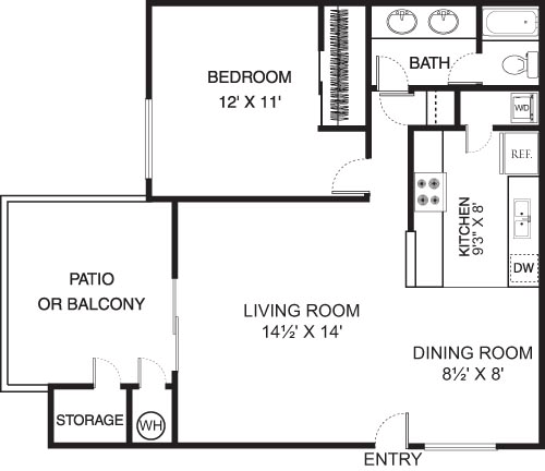 1 bed, 1 bath, 701 sqft, $2,350