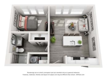 1 bed, 1 bath, 560 sqft, $1,055