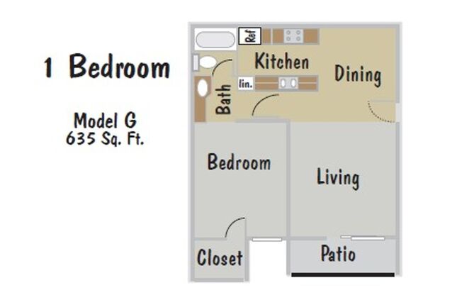 1 bed, 1 bath, 635 sqft, $1,895, Unit 113