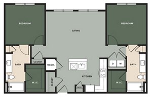 2 beds, 2 baths, 1,174 sqft, $1,600