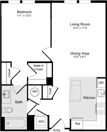 1 bed, 1 bath, 718 sqft, $2,190, Unit 332