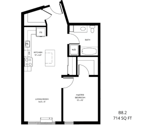 1 bed, 1 bath, 714 sqft, $1,735